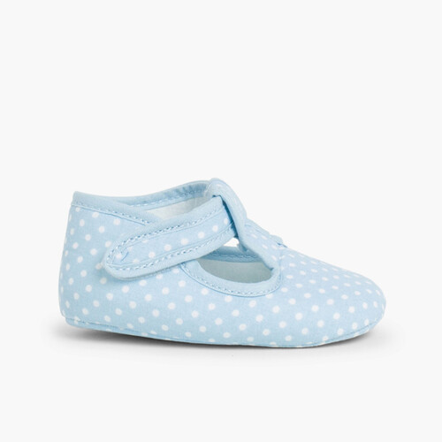 Baby Boys Polka Dot T-bar Shoes Sky Blue
