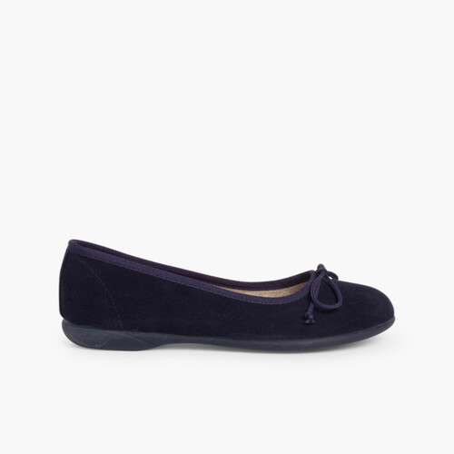 Suede Ballerina Pumps  Navy Blue