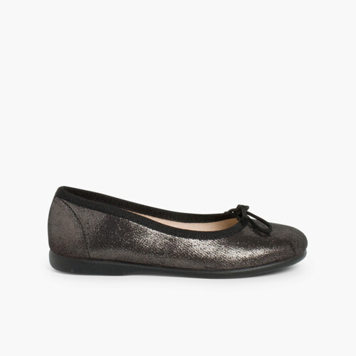 Shiny Ballerinas for Girls and Women Black