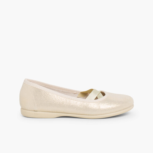 Girls Ballerinas Glitter finish Ballet Style Gold