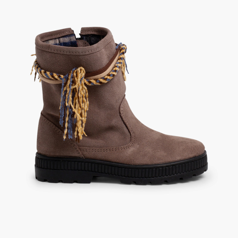 Winter Boho-Style Boots for Girls Grey