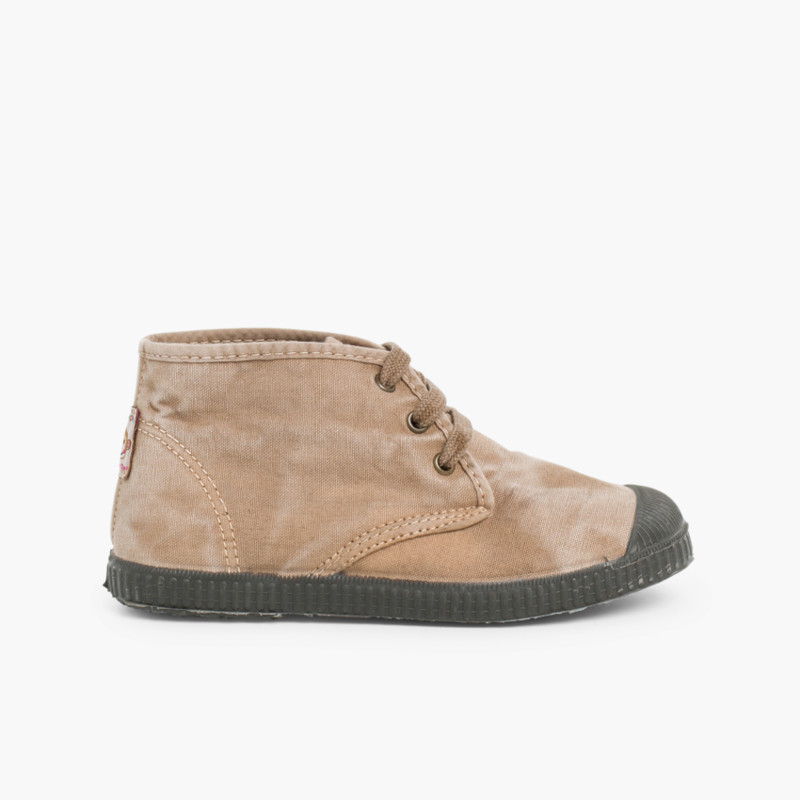 Stonewashed Canvas Boots for Kids Sand