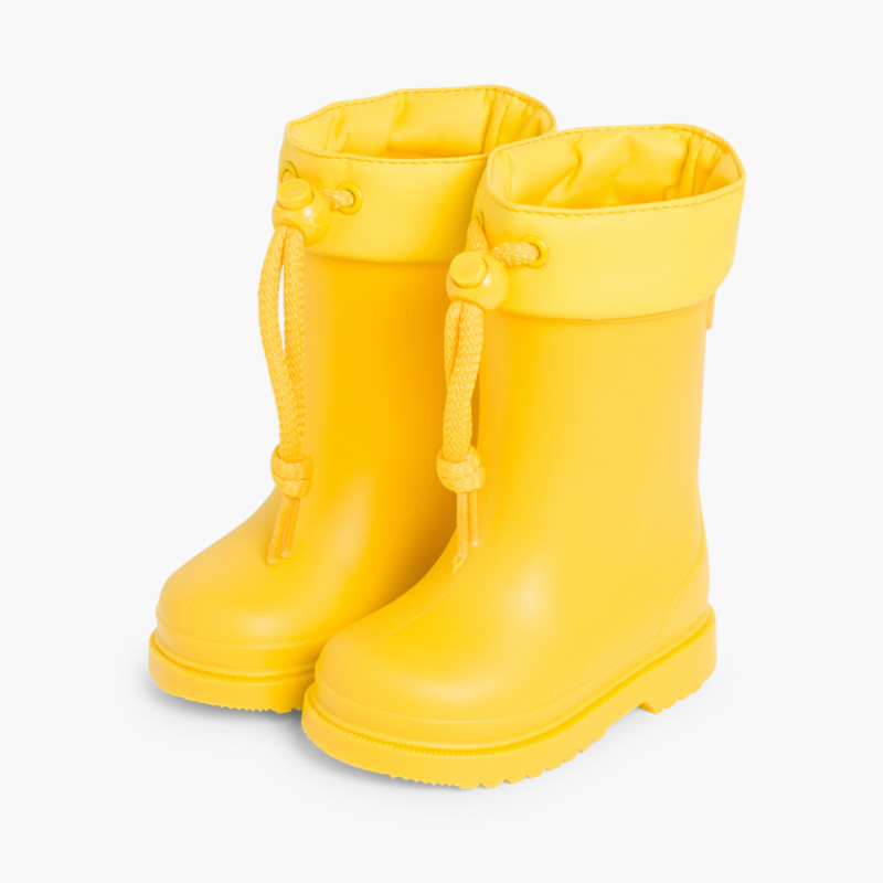 Little Children Wellies with Adjustable Top by Igor Yellow