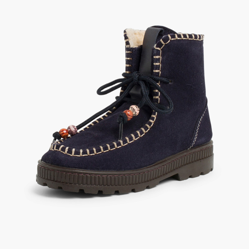 Suede faux sheepskin Boots Navy Blue