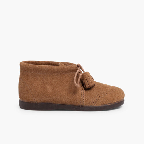 Suede Tassel Boots Taupe
