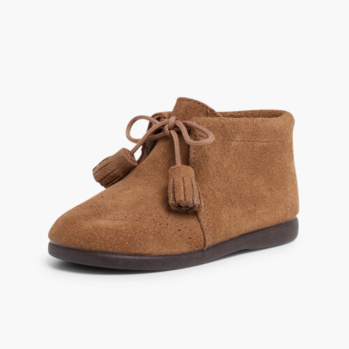 Suede Tassel Boots Taupe
