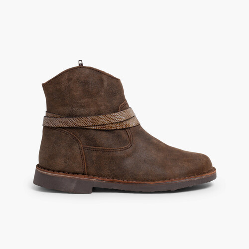 Low boots with snakeskin trim Brown