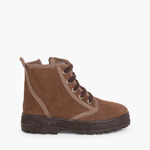 Suede Aviator Boots with Zip  Brown