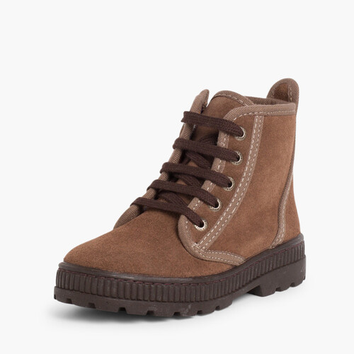 Suede Aviator Boots with Zip  Brown