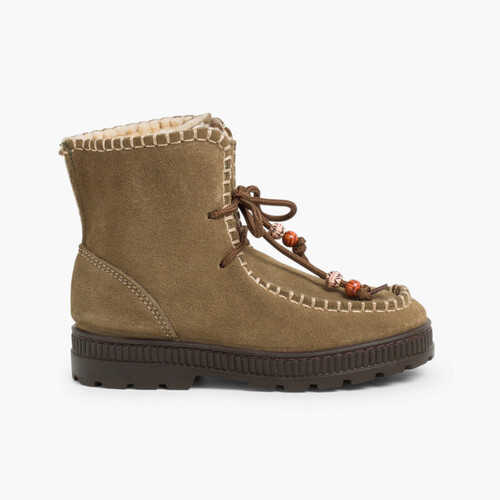 Suede faux sheepskin Boots Khaki