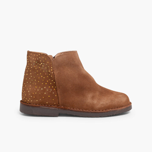 Flat boots with sparkle dots Taupe