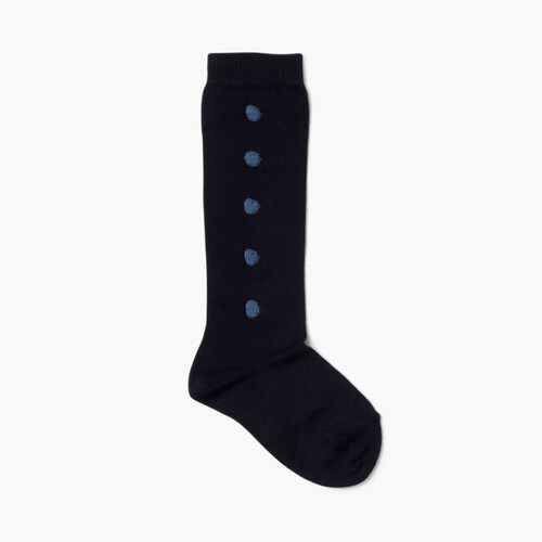 CONDOR High Socks with Polka Dots  Navy Blue