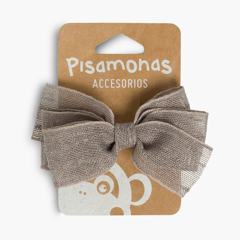 Hair Clip with Raffia Bow  Dark grey