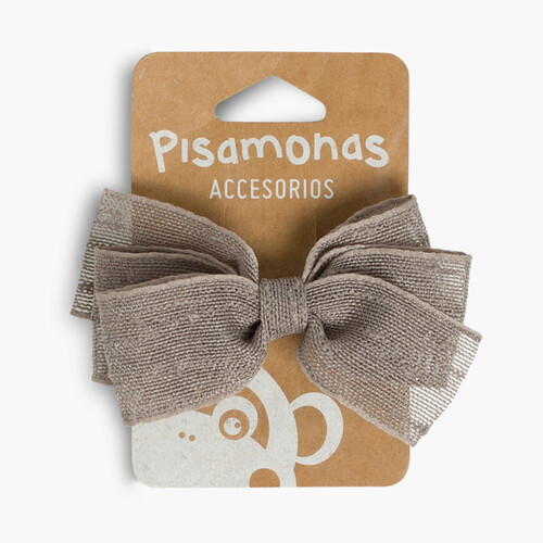 Hair Clip with Raffia Bow  Dark grey