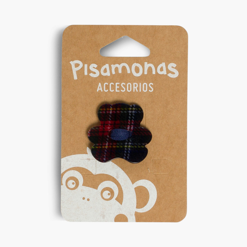 Tartan print bear hair tie  Navy Blue