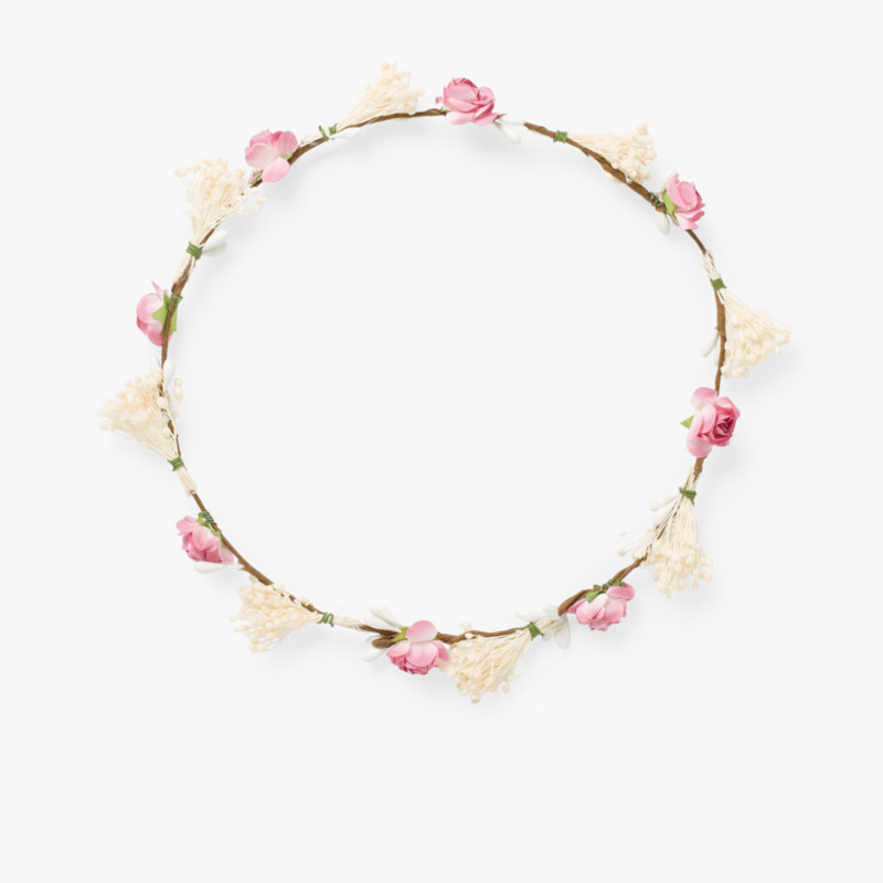 Flower and gypsophila garland La France Pink