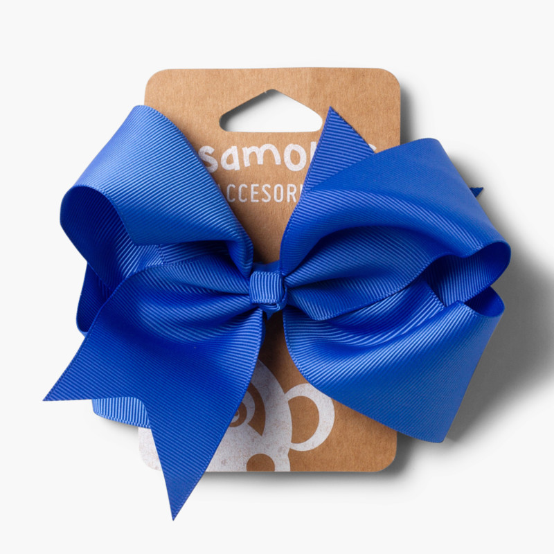 Girls Big Bow Hair Tie Cobalt Blue