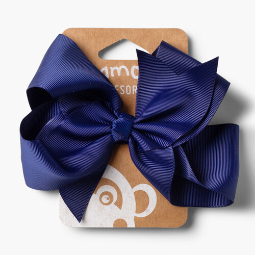 Girls Big Bow Hair Tie Navy Blue