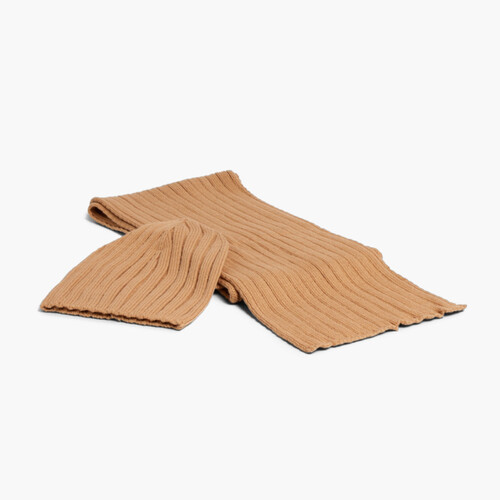 CONDOR Ribbed Beanie + Scarf Camel