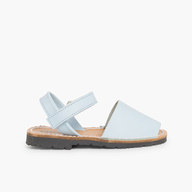 Kids Nappa Avarcas Menorcan Riptape Sandals Sky Blue