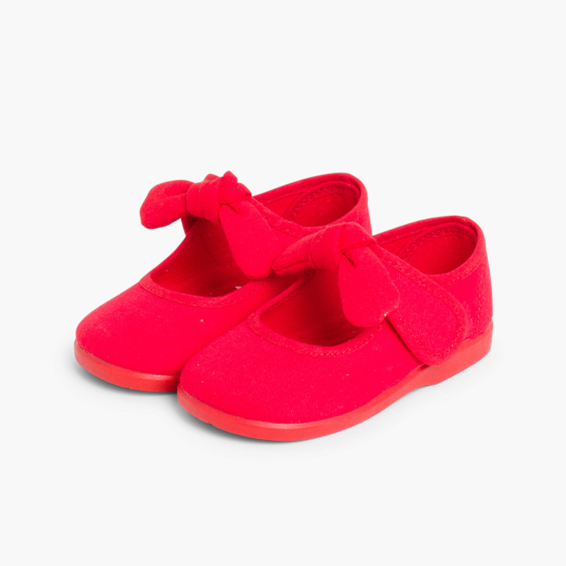 Canvas Mary Janes loop fasteners  Red