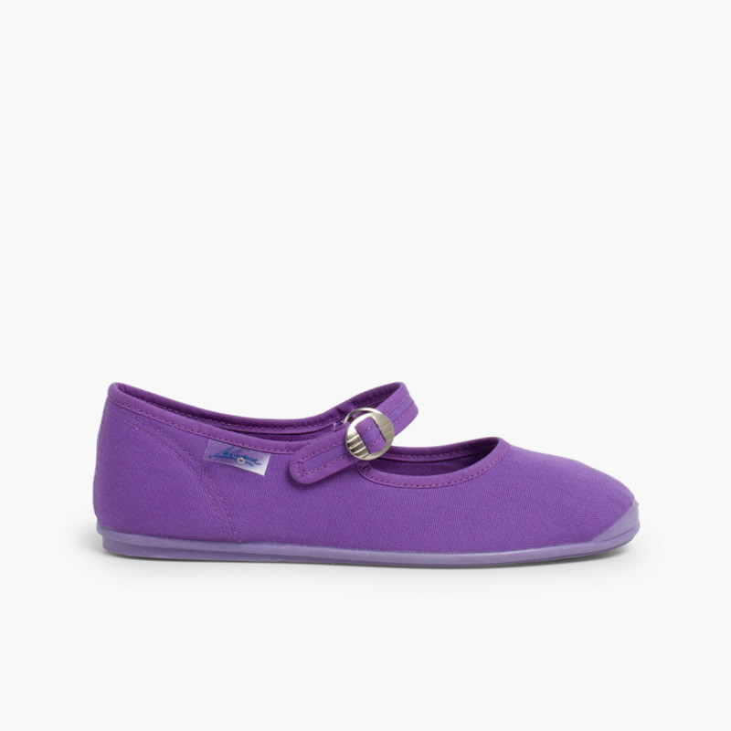 Girls Canvas Mary Janes by La Cadena Purple