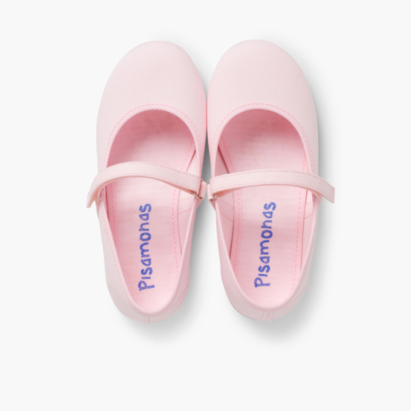 Girls Riptape Canvas Mary Janes Pink