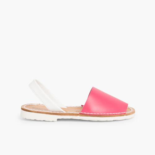 Kids Two-Tone Nappa Menorcan Sandals - Special Edition White Sole Fuchsia
