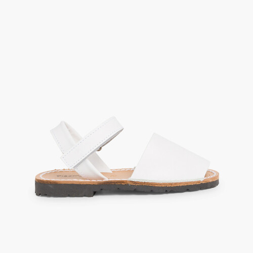 Kids Nappa Avarcas Menorcan Riptape Sandals White