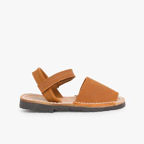 Nubuck Avarcas Menorcan Riptape Sandals Brown