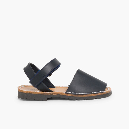 Kids Nappa Avarcas Menorcan Riptape Sandals Navy Blue
