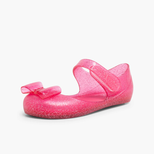 Mary Janes Jelly Sandals loop fasteners and Bow Mia Glitter fuchsia