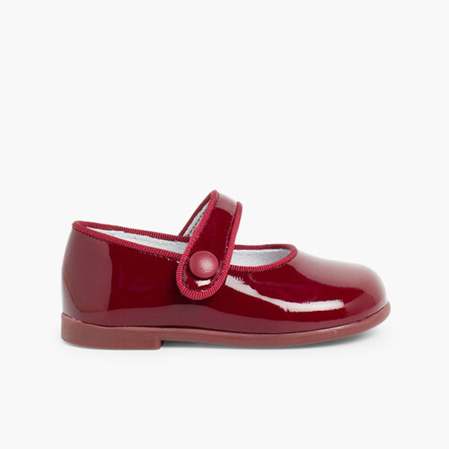 Girl's Riptape Patent Mary Janes Burgundy