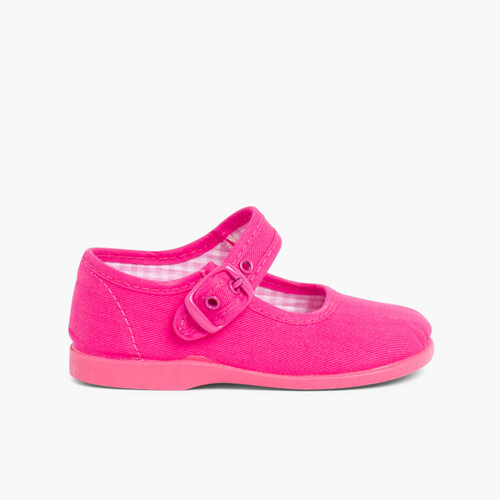 Girls Canvas Mary Jane Shoes Fuchsia