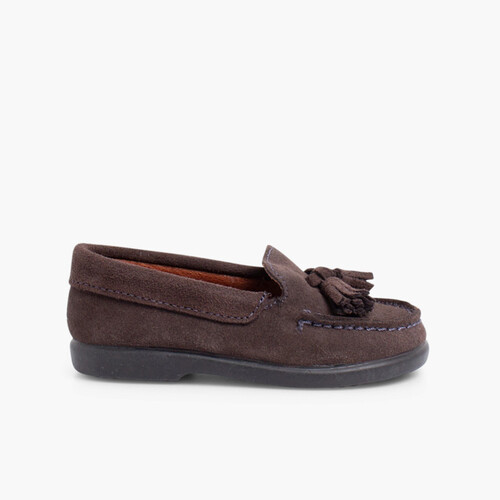 Suede Tassel Moccasins Grey