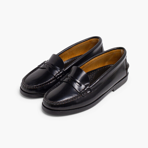 Girls’ Leather School Loafers Black