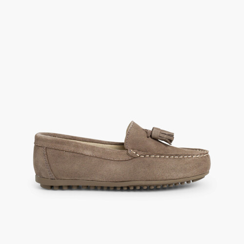 Boys Suede Tassel Moccasins Grey