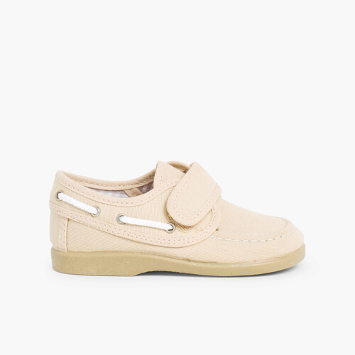 Canvas Boat Shoes loop fasteners Sand
