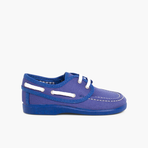 Boys Lace-Up Canvas Boat Shoes Deep Blue