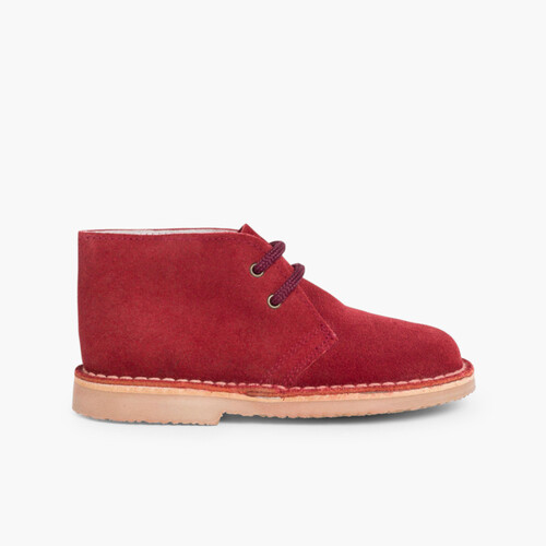 Lace-up Safari Desert Boots Burgundy