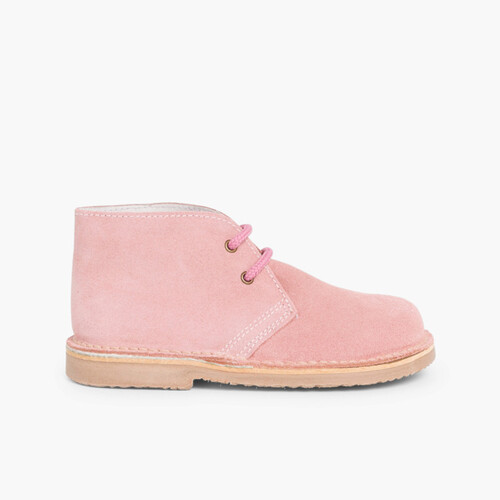 Lace-up Safari Desert Boots Pale Pink