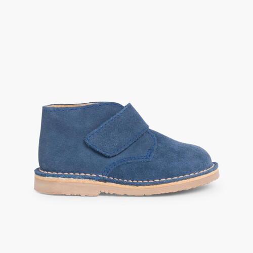 Kids Riptape Suede Desert Boots Deep Blue