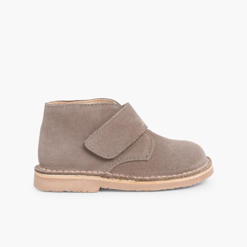 Kids Riptape Suede Desert Boots Grey