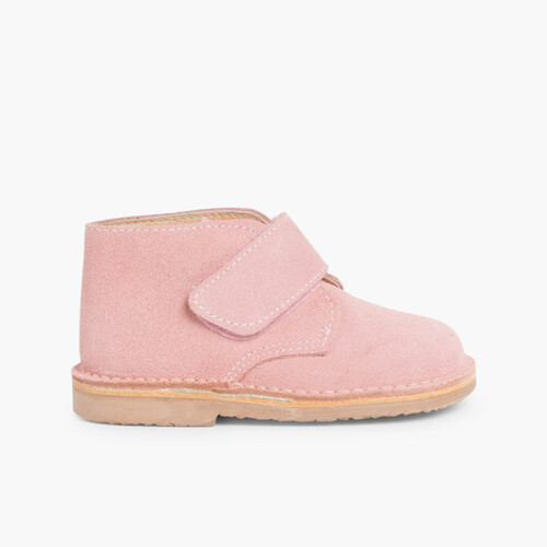 Kids Riptape Suede Desert Boots Pale Pink