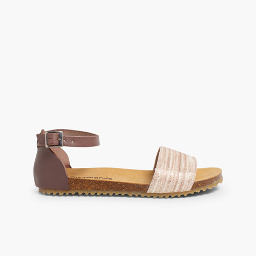 Snakeskin Print Bio Sandals  Taupe