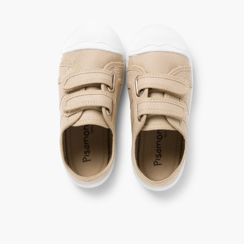 Kids Riptape Canvas Trainers Sand