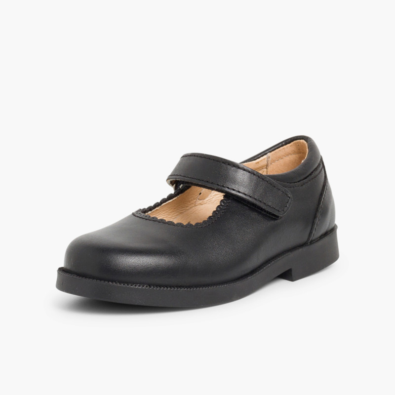Girls Riptape Mary Jane School Shoes made in Spain