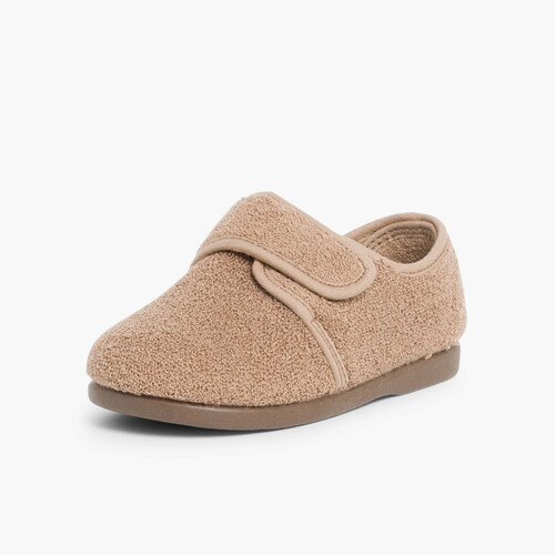 Kids Riptape Slippers Taupe