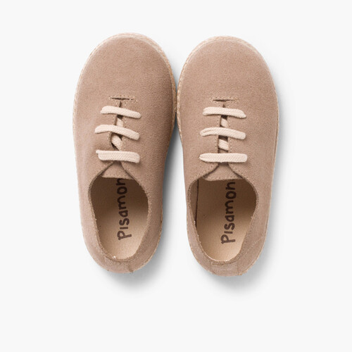 Kids Lace-Up Suede and Jute Trainers Sand