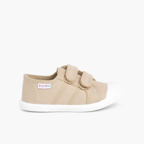 Kids Riptape Canvas Trainers Sand